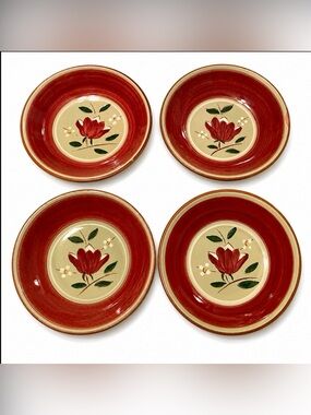 Stangl Pottery 'Magnolia' Fruit Dessert Sauce Bowl Set Mid Century Modern *Read